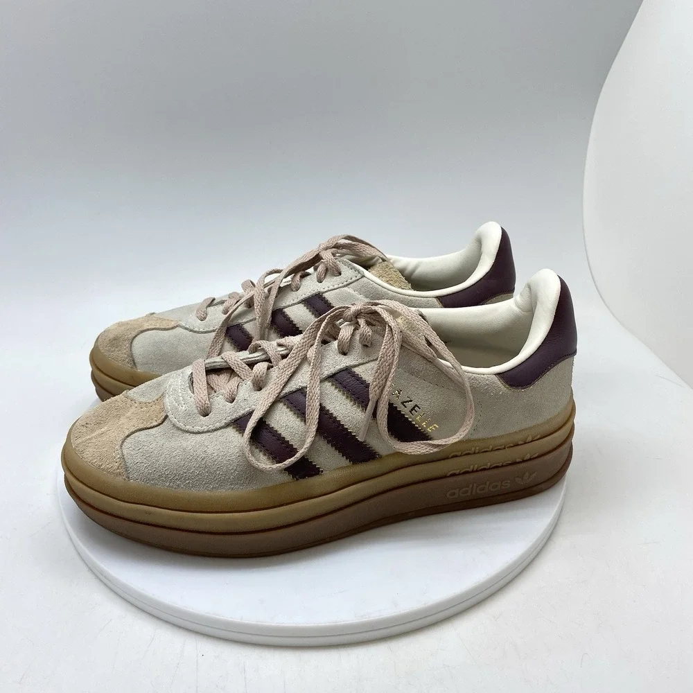 Adidas Sneakers Womens 7.5 Gazelle Bold JQ5127 Beige Suede Casual Platform Shoes